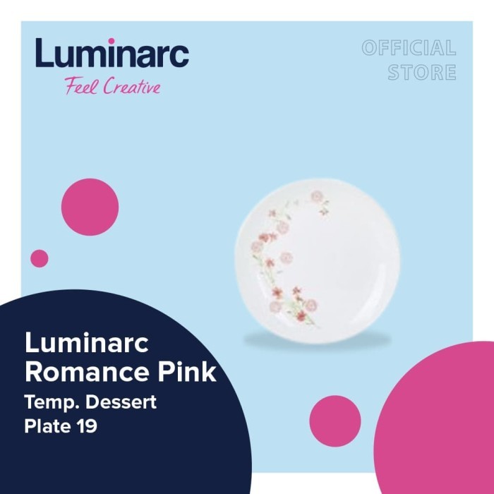 Piring Kaca Luminarc Romance Pink - Tempered Dessert Plate 19cm -1pcs